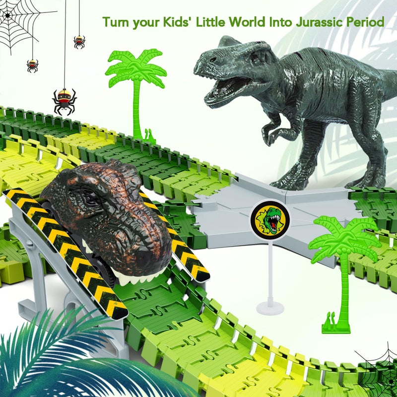 Toyk Dinosaur Toys,Create A Dinosaur World Road Race,Flexible Track Playset and 2 pcs Cool Dinosaur car for 3 4 5 6 Year & Up Old boy Girls Best Gift - Image 5